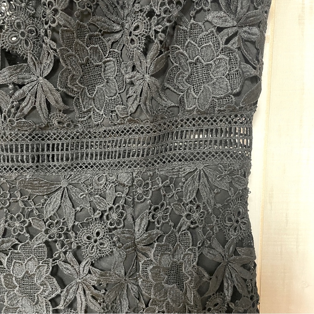 Bardot Black Sheer Lace Overlay Sleeveless High Neck Dress Sz 10 - Picture 5 of 8